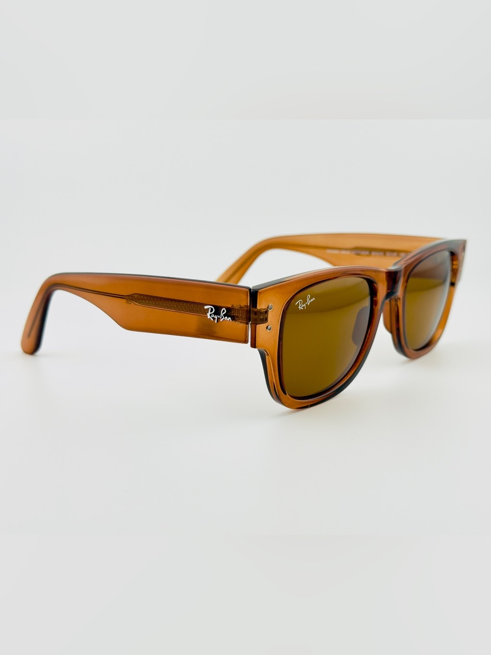 Ray-Ban Mega Wayfarer Sunglasses RB0840 Transparent Brown Frame with Brown Lens - Picture 9 of 15